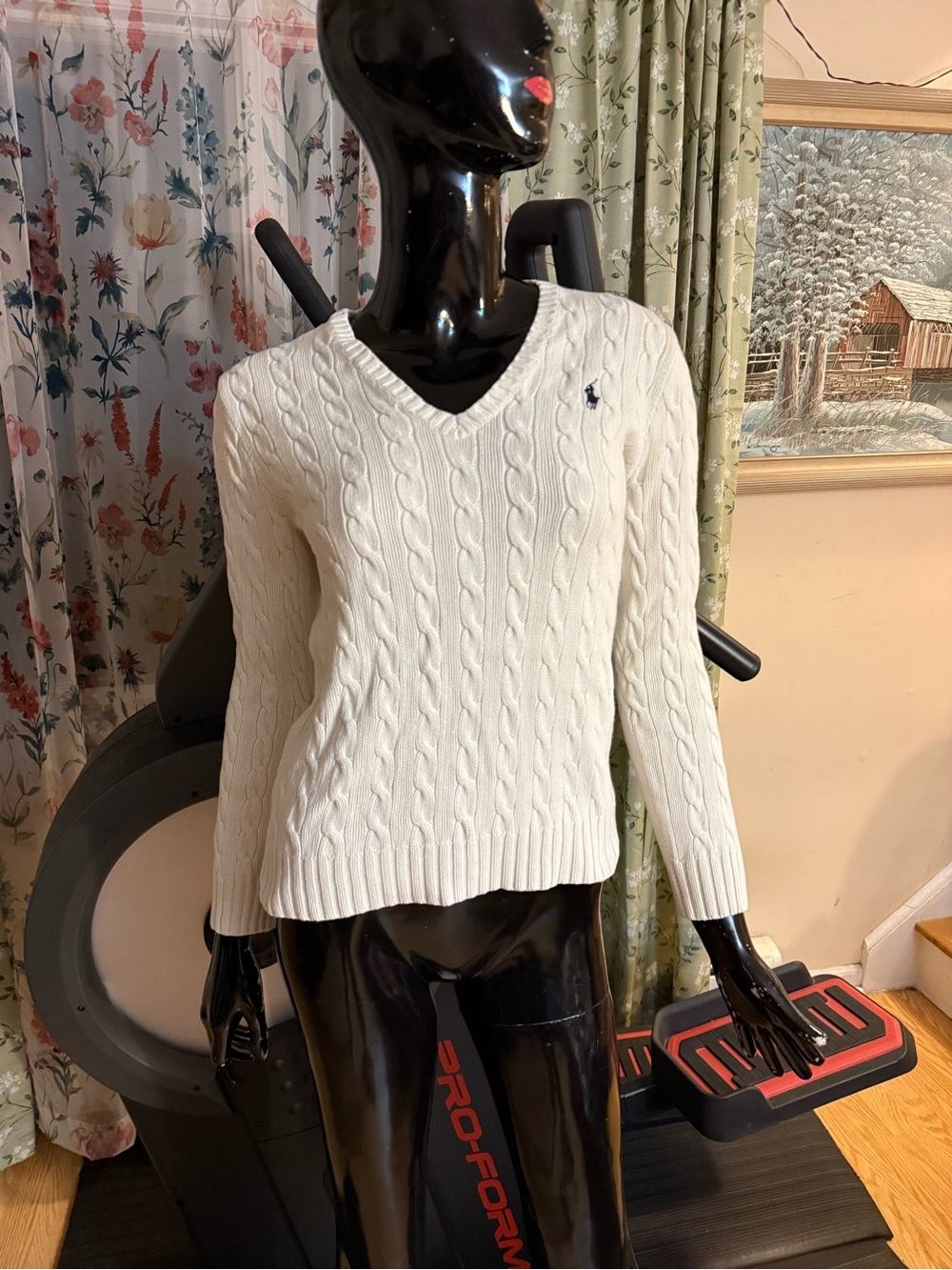 Ralph Lauren Cable-Knit V-Neck Sweater